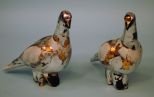 Pair of Wolfe Studios gold & silver leaf Ceramic Birds