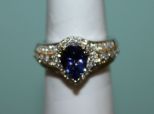 Ladies 14k White and Yellow Gold Cast Tranzanite and Diamond Ring