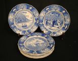 Set of Eight Wedgwood U.S. Navy Academy Blue & White Plates