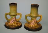 Pair Roseville Pottery Green 