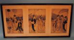 Series of 3 Japanese Woodblock Prints Triptych