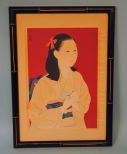 Japanese Woodblock Print of a Young Girl