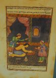 Early Persian Illuminated Manuscript Page, Interior Scene