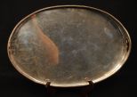 Large Silver on Copper Galleried Oval Butler's Tray