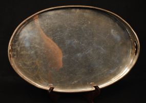 Large Silver on Copper Galleried Oval Butler's Tray