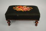 Small Mahogany Needlepoint Footstool