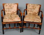 Pair Mid-Century Modern Fitz & Floyd Bamboo Armchairs