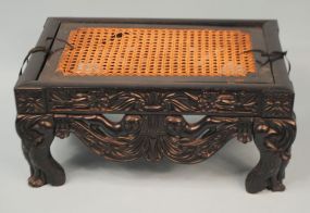 Ornate Teakwood Foot Rest Carved in So. China c1920