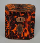 Tortoise Shell Silver-Mounted Tea Caddy