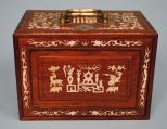 Fine Chinese Mah Jong Set in Ivory Inlay Rosewood Cabinet