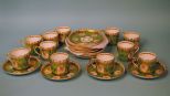 Set of Eleven Copelands Grosvenor China Gilded Cups & Saucers