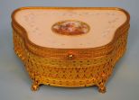 Gilt Ormolu Jewelry Box with Inset Limoges Plaque