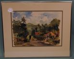 Joanne Sibley, '85; Watercolor of Cayman Island Street Scene