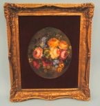 B. Drivet, Oval Still Life with Velvet Matte, oil on board