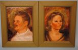 Vera L. Stephenson 1976 Paintings, Self Portrait & Portrait of Husband