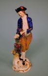 Porcelain Figure of Man with Grapes, Chelsea Gold Anchor Mark