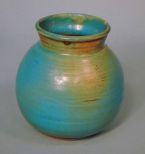 1940s Shearwater Pottery Alkaline Blue Double Glazed Vase