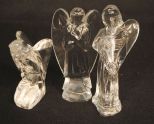 Three Baccarat Crystal Angels: Kneeling, Standing, with Harp