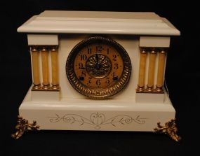 Victorian White Enamel Mantel Clock by Seth Thomas
