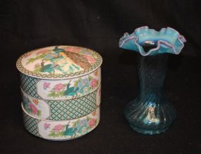 2 pc. Porcelain & Blue Vase