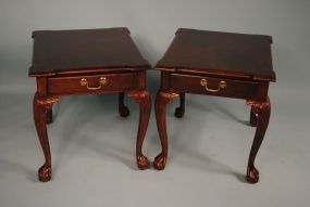 Pair of Contemporary Mahogany Chippendale Style End Tables