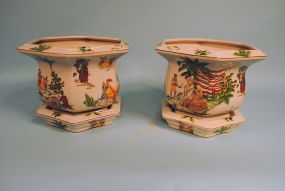 Pair of Six Sided Porcelain Planters