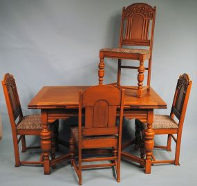 20th Century Oak Pub Table and Four Chairs