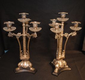 Pair of Decorative Spelter Candlesticks