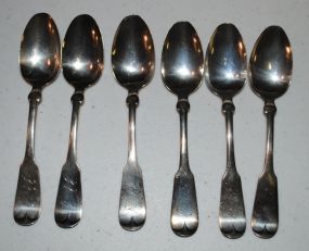 Set of Six Sterling Silver Teaspoons