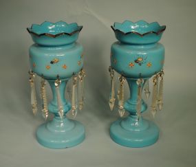 Pair Victorian Glass lusters