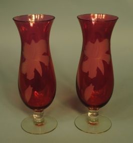 Pair of Cranberry Vases