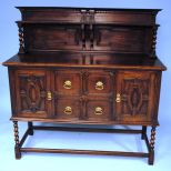 English Oak Sideboard with Top Carved Shelf