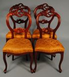Set of Four Victorian Walnut Side Chairs