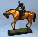 Tri-Color Bronze Figure of Jockey Riding Horse