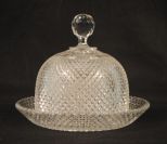 Diamond Shaped Cut Glass Covered Butter Dish