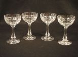 Set of 4 Cut Glass Champagne Glasses