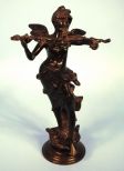 Metal Statue of Winged Lady Holding Bird