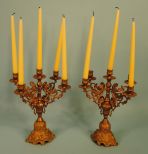 Pair of Five Arm Brass Candlestick