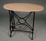 Iron Sewing Machine Base with Old Oval Marble Top