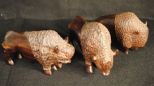 Three Hand Carved Buffaloes