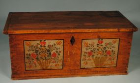 Early Pine Trunk with Hand Painted Panels