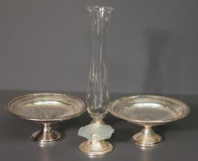 Two Sterling Silver Compotes and Bud Vase