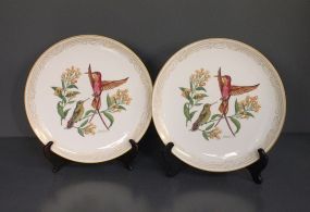 Pair of Crimson Topaz Hummingbird Boehm Plates