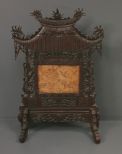 19th Century Chinese Carved Dragons Table Screen from Elm Wood