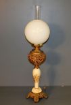 Victorian Brass and Porcelain Banquet Lamp