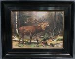 20th Century Oil Painting of An Elk