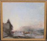 20th Century Oil Painting of Boats