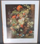 Unframed Print of Flowers, signed Jan Van Huysum