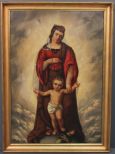 Mid 19th Century Oil Painting of Madonna and Child