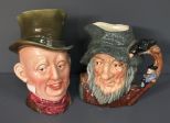 Two Hand-Painted Head Mugs